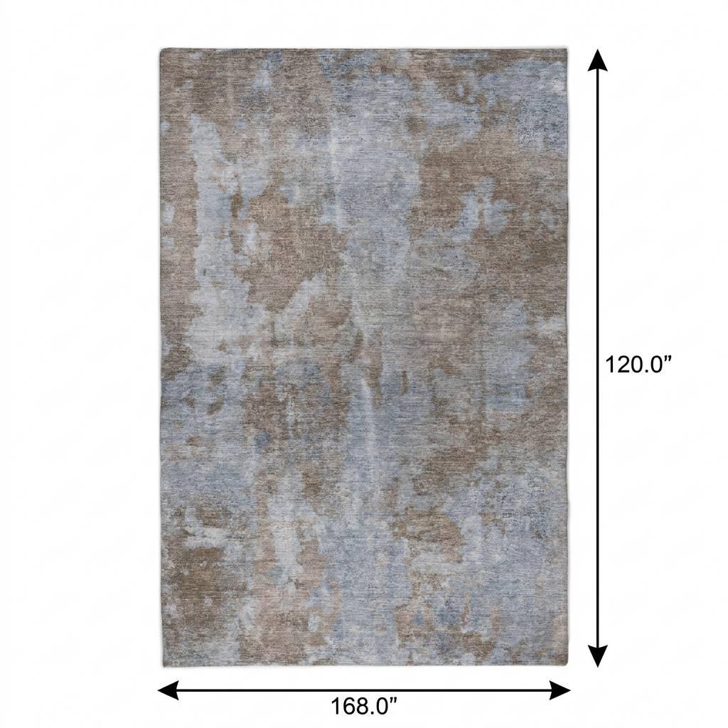10' X 14' Brown And Taupe Abstract Shag Washable Area Rug With UV Protection - HomeRoots - Flyclothing LLC