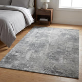 3' X 5' Gray And Silver Abstract Shag Washable Area Rug With UV Protection - HomeRoots - Flyclothing LLC