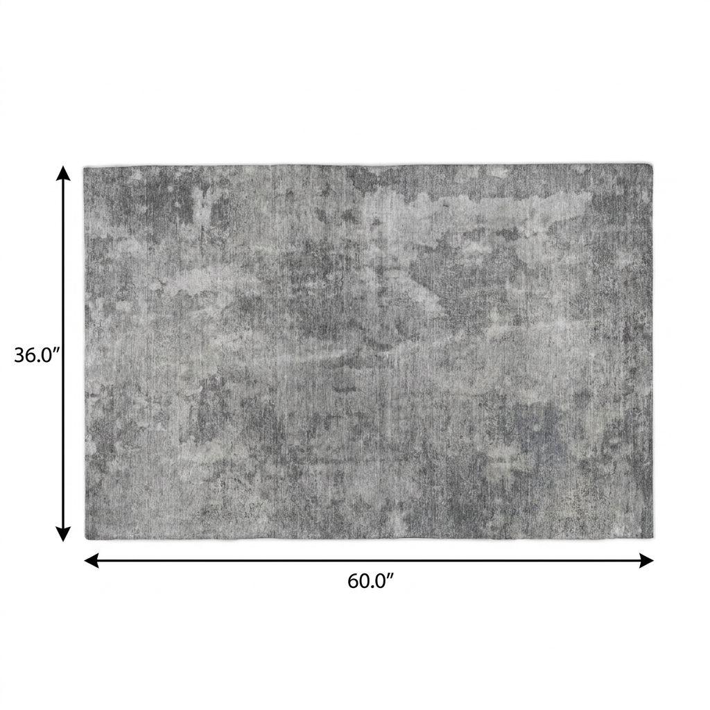 3' X 5' Gray And Silver Abstract Shag Washable Area Rug With UV Protection - HomeRoots - Flyclothing LLC