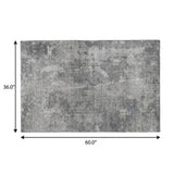 3' X 5' Gray And Silver Abstract Shag Washable Area Rug With UV Protection - HomeRoots - Flyclothing LLC
