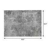5' X 8' Gray And Silver Abstract Shag Washable Area Rug With UV Protection - HomeRoots - Flyclothing LLC