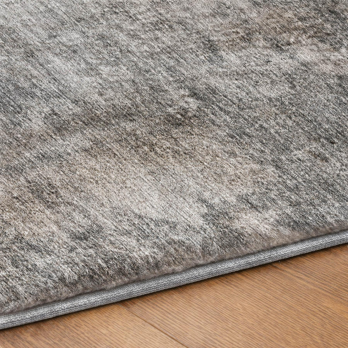 8' Gray And Silver Abstract Shag Washable Round Rug With UV Protection - HomeRoots - Flyclothing LLC