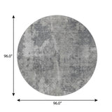 8' Gray And Silver Abstract Shag Washable Round Rug With UV Protection - HomeRoots - Flyclothing LLC