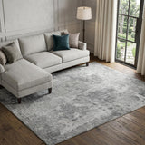 9' X 12' Gray And Silver Abstract Shag Washable Area Rug With UV Protection - HomeRoots - Flyclothing LLC