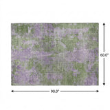 5' X 8' Green And Purple Abstract Shag Washable Area Rug With UV Protection - HomeRoots - Flyclothing LLC