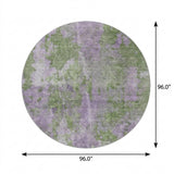 8' Green And Purple Abstract Shag Washable Round Rug With UV Protection - HomeRoots - Flyclothing LLC