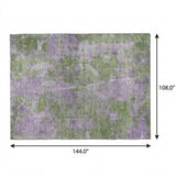 9' X 12' Green And Purple Abstract Shag Washable Area Rug With UV Protection - HomeRoots - Flyclothing LLC