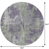 8' Purple And Green Abstract Shag Washable Round Rug With UV Protection - HomeRoots - Flyclothing LLC