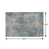 3' X 5' Teal And Turquoise Abstract Shag Washable Area Rug With UV Protection - HomeRoots - Flyclothing LLC
