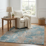 5' X 8' Teal And Turquoise Abstract Shag Washable Area Rug With UV Protection - HomeRoots - Flyclothing LLC