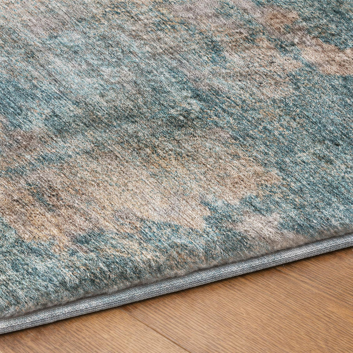 5' X 8' Teal And Turquoise Abstract Shag Washable Area Rug With UV Protection - HomeRoots - Flyclothing LLC