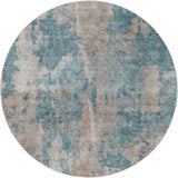 8' Teal And Turquoise Abstract Shag Washable Round Rug With UV Protection - HomeRoots - Flyclothing LLC