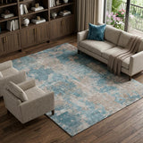 10' X 14' Teal And Turquoise Abstract Shag Washable Area Rug With UV Protection - HomeRoots - Flyclothing LLC