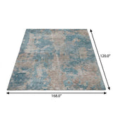 10' X 14' Teal And Turquoise Abstract Shag Washable Area Rug With UV Protection - HomeRoots - Flyclothing LLC
