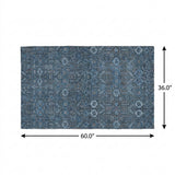 3' X 5' Blue And Navy Blue Geometric Shag Washable Area Rug With UV Protection - HomeRoots - Flyclothing LLC