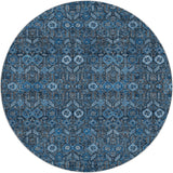 8' Blue And Navy Blue Geometric Shag Washable Round Rug With UV Protection - HomeRoots - Flyclothing LLC