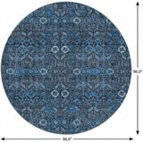 8' Blue And Navy Blue Geometric Shag Washable Round Rug With UV Protection - HomeRoots - Flyclothing LLC