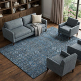 9' X 12' Blue And Navy Blue Geometric Shag Washable Area Rug With UV Protection - HomeRoots - Flyclothing LLC
