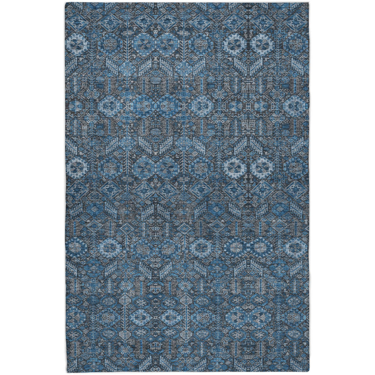 9' X 12' Blue And Navy Blue Geometric Shag Washable Area Rug With UV Protection - HomeRoots - Flyclothing LLC