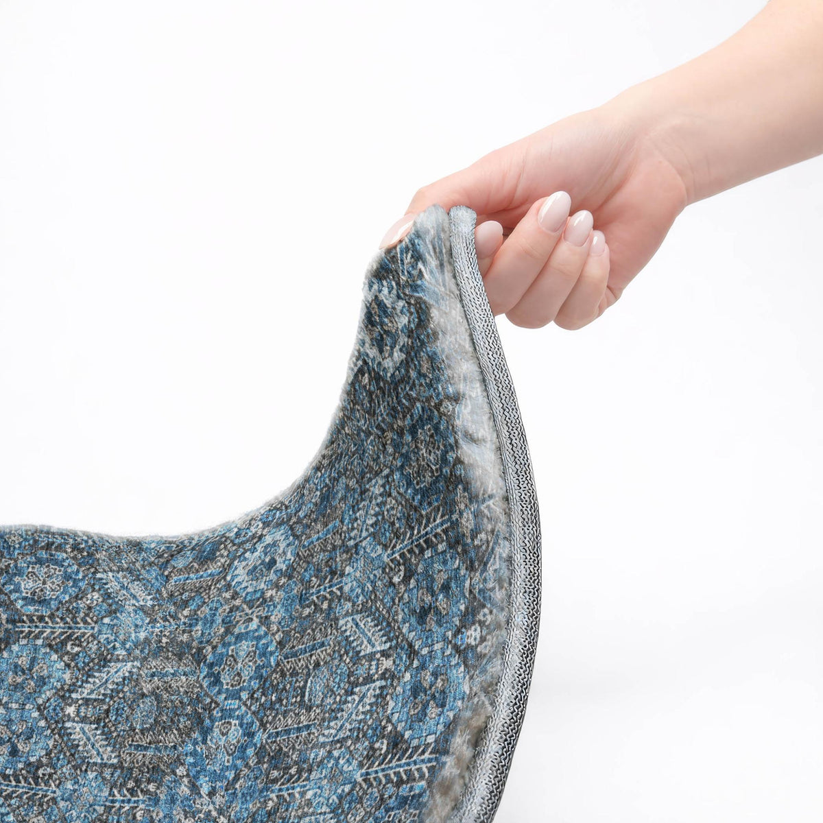 9' X 12' Blue And Navy Blue Geometric Shag Washable Area Rug With UV Protection - HomeRoots - Flyclothing LLC