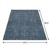 9' X 12' Blue And Navy Blue Geometric Shag Washable Area Rug With UV Protection - HomeRoots - Flyclothing LLC
