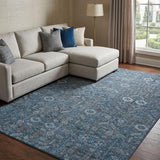 10' X 14' Blue And Navy Blue Geometric Shag Washable Area Rug With UV Protection - HomeRoots - Flyclothing LLC