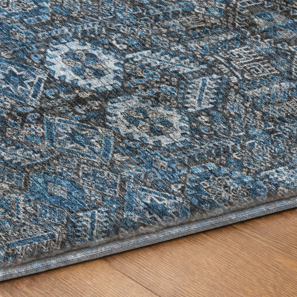 10' X 14' Blue And Navy Blue Geometric Shag Washable Area Rug With UV Protection - HomeRoots - Flyclothing LLC