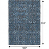 10' X 14' Blue And Navy Blue Geometric Shag Washable Area Rug With UV Protection - HomeRoots - Flyclothing LLC