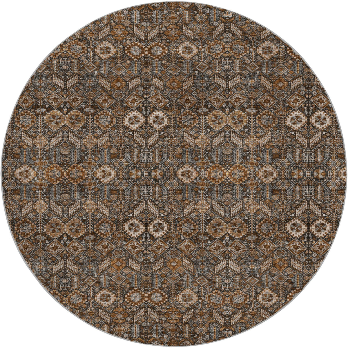 8' Chocolate And Brown Geometric Shag Washable Round Rug With UV Protection - HomeRoots - Flyclothing LLC