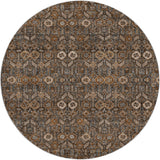 8' Chocolate And Brown Geometric Shag Washable Round Rug With UV Protection - HomeRoots - Flyclothing LLC