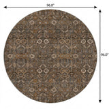 8' Chocolate And Brown Geometric Shag Washable Round Rug With UV Protection - HomeRoots - Flyclothing LLC