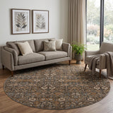 8' Chocolate And Brown Geometric Shag Washable Round Rug With UV Protection - HomeRoots - Flyclothing LLC