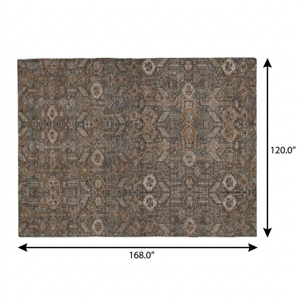 10' X 14' Chocolate And Brown Geometric Shag Washable Area Rug With UV Protection - HomeRoots - Flyclothing LLC