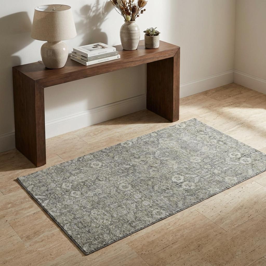 3' X 5' Gray And Taupe Geometric Shag Washable Area Rug With UV Protection - HomeRoots - Flyclothing LLC