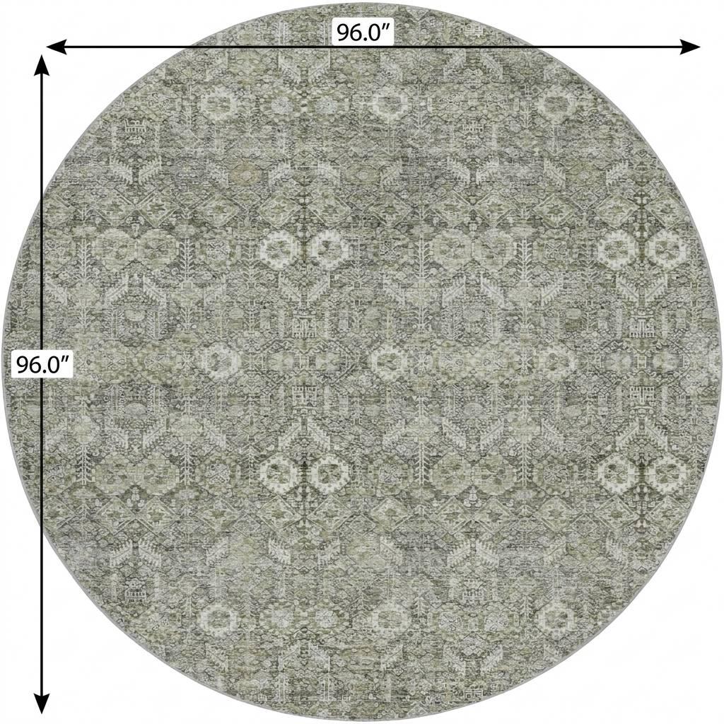 8' Gray And Taupe Geometric Shag Washable Round Rug With UV Protection - HomeRoots - Flyclothing LLC