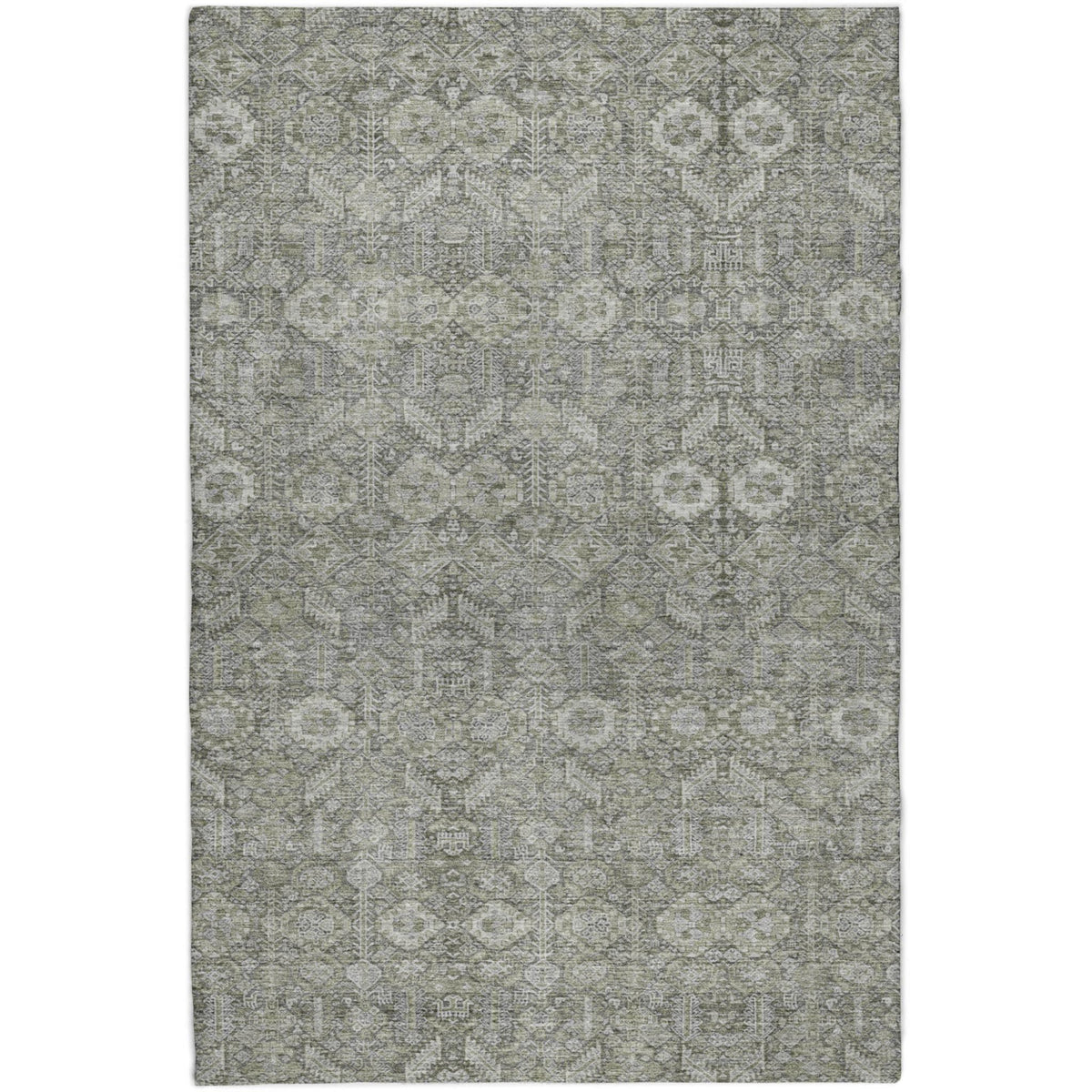 8' X 10' Gray And Taupe Geometric Shag Washable Area Rug With UV Protection