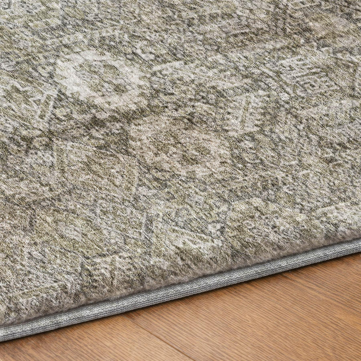 8' X 10' Gray And Taupe Geometric Shag Washable Area Rug With UV Protection