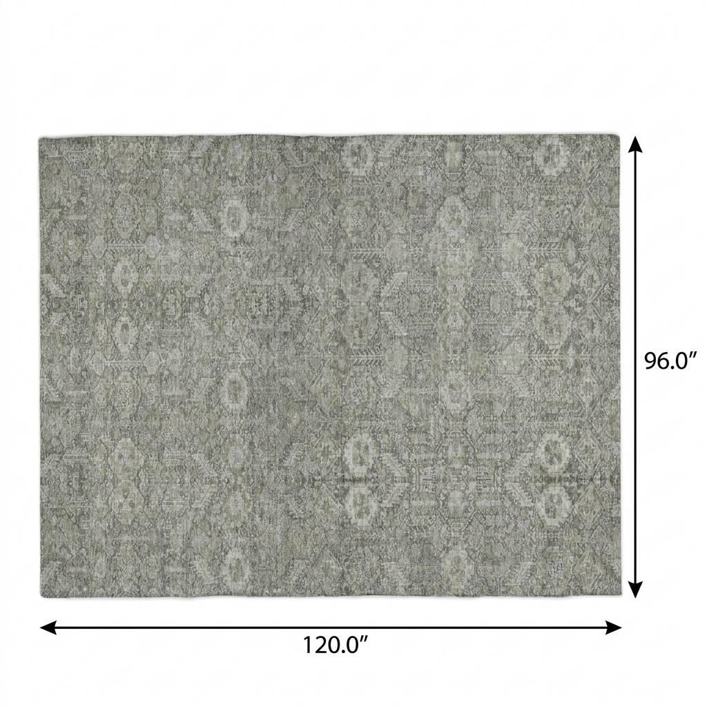 8' X 10' Gray And Taupe Geometric Shag Washable Area Rug With UV Protection