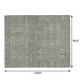 8' X 10' Gray And Taupe Geometric Shag Washable Area Rug With UV Protection