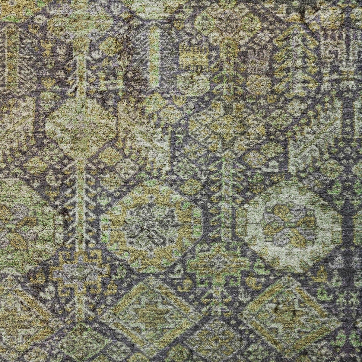 5' X 8' Green And Gray Geometric Shag Washable Area Rug With UV Protection - HomeRoots - Flyclothing LLC