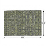 5' X 8' Green And Gray Geometric Shag Washable Area Rug With UV Protection - HomeRoots - Flyclothing LLC