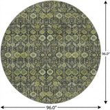 8' Green And Gray Geometric Shag Washable Round Rug With UV Protection - HomeRoots - Flyclothing LLC