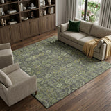 8' X 10' Green And Gray Geometric Shag Washable Area Rug With UV Protection - HomeRoots - Flyclothing LLC