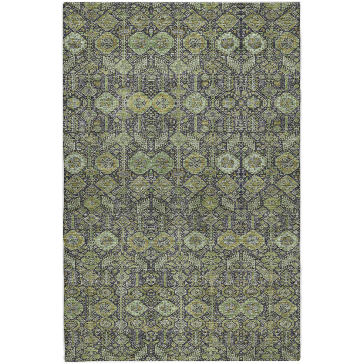8' X 10' Green And Gray Geometric Shag Washable Area Rug With UV Protection - HomeRoots - Flyclothing LLC