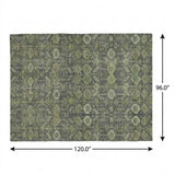 8' X 10' Green And Gray Geometric Shag Washable Area Rug With UV Protection - HomeRoots - Flyclothing LLC