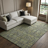 9' X 12' Green And Gray Geometric Shag Washable Area Rug With UV Protection - HomeRoots - Flyclothing LLC