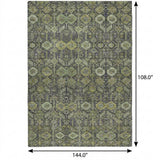 9' X 12' Green And Gray Geometric Shag Washable Area Rug With UV Protection - HomeRoots - Flyclothing LLC