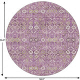 8' Lavender And Purple Geometric Shag Washable Round Rug With UV Protection - HomeRoots - Flyclothing LLC