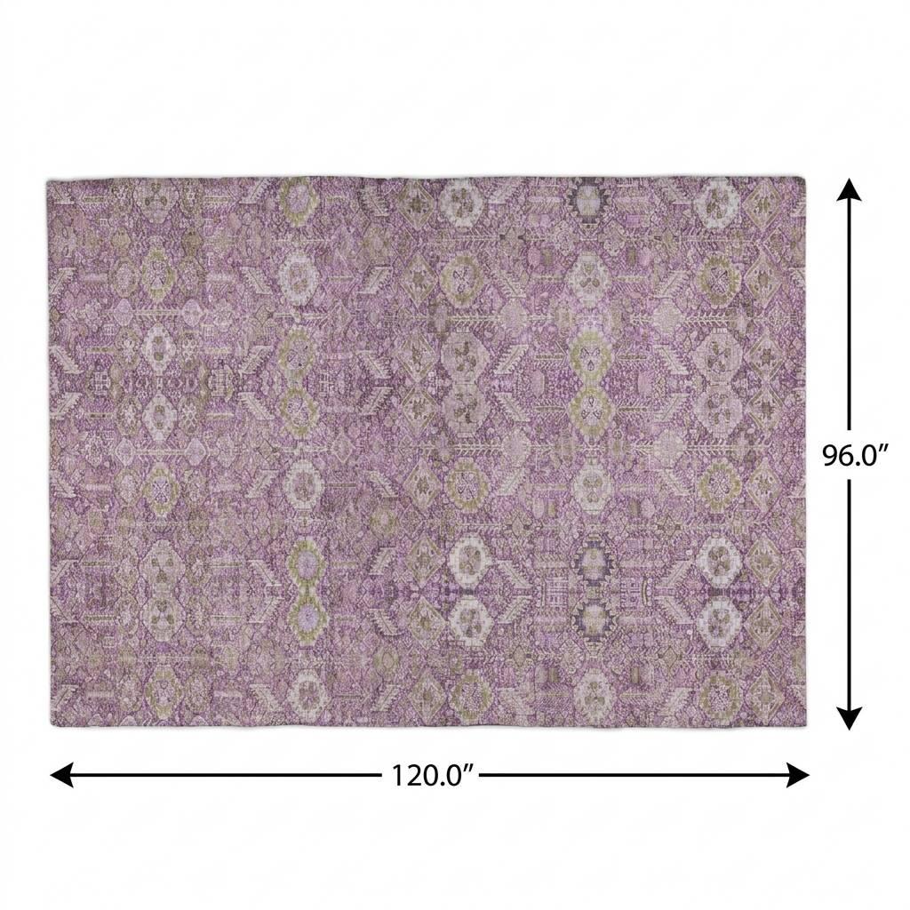 8' X 10' Lavender And Purple Geometric Shag Washable Area Rug With UV Protection - HomeRoots - Flyclothing LLC
