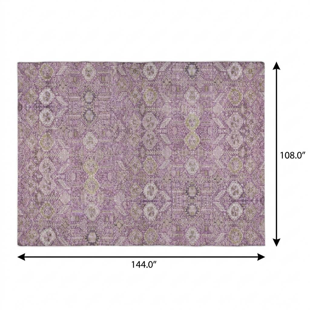 9' X 12' Lavender And Purple Geometric Shag Washable Area Rug With UV Protection - HomeRoots - Flyclothing LLC